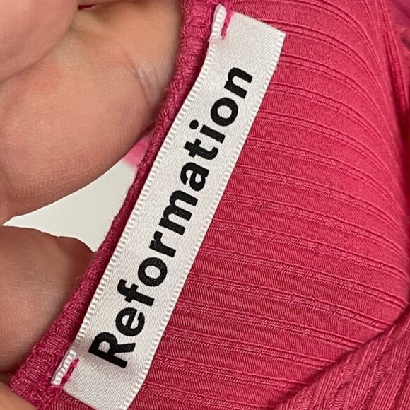Reformation Sully Knit Ribbed Midi Dress in Snapdragon Pink size M Sexy Long - Picture 11 of 15